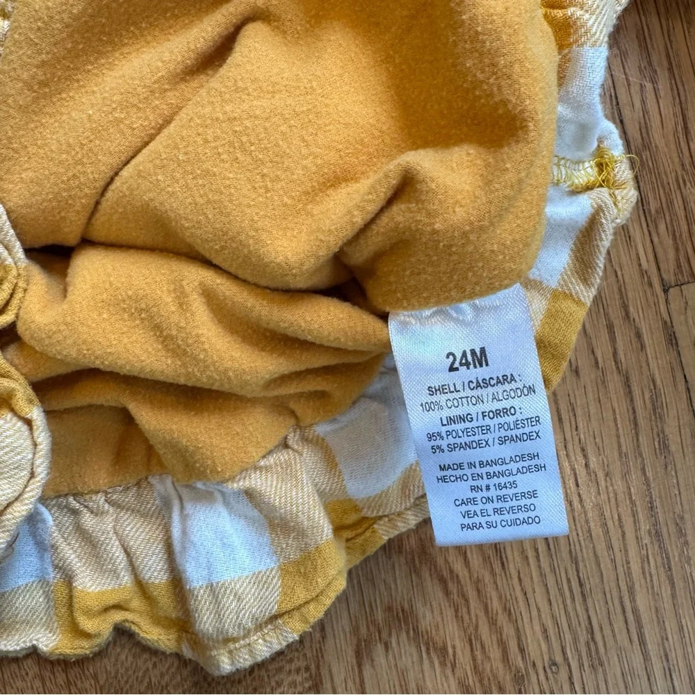 Janie & Jack Brown Ruffled Skirt for toddlers & Yellow plaid shacket in 2t